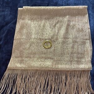 Elegant Gold Scarf with Fringe